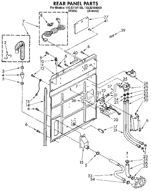 Kenmore 11092184800 rear panel diagram