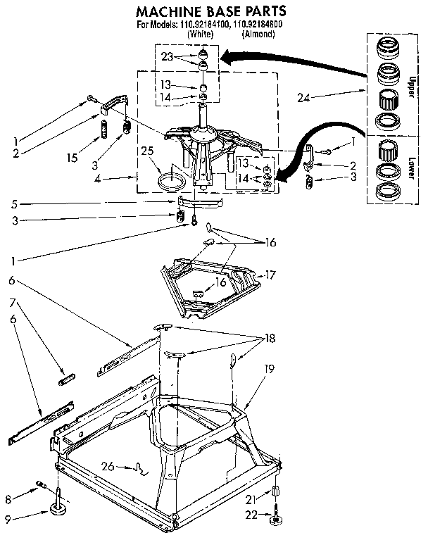 Kenmore 11092184800 machine base diagram