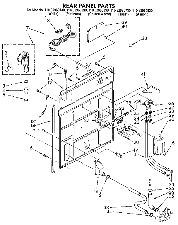 Kenmore 11082980330 rear panel diagram