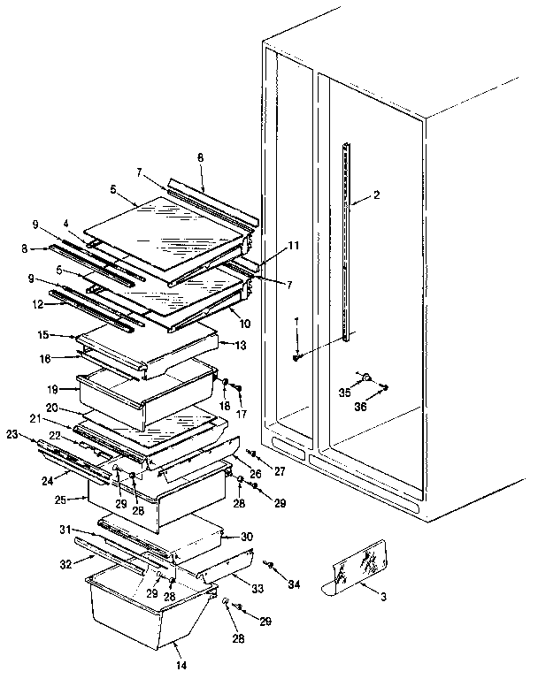 Jenn-Air JRSD246B/MBQ81A sheves & accessories diagram