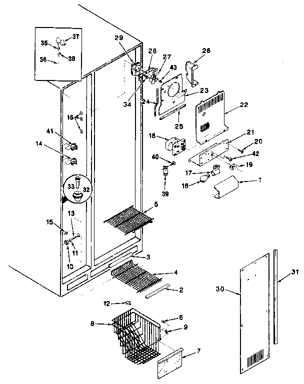 Jenn-Air JRSD246B/MBQ81A freezer compartment diagram