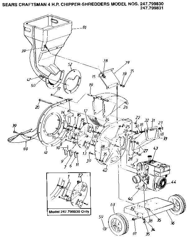 Craftsman 247799831 4 h.p. chipper - shredders diagram