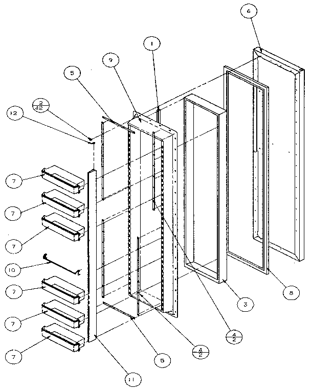 Amana 36048-P1122102W freezer door diagram
