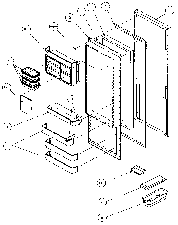 Amana 36048-P1122102W refrigerator door diagram