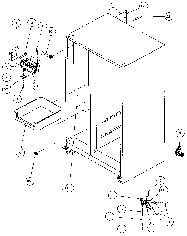 Amana 36048-P1122102W rollers and back unit diagram