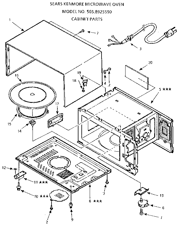 Kenmore 5658925590 cabinet diagram