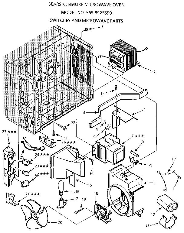 Kenmore 5658925590 switches and microwave diagram