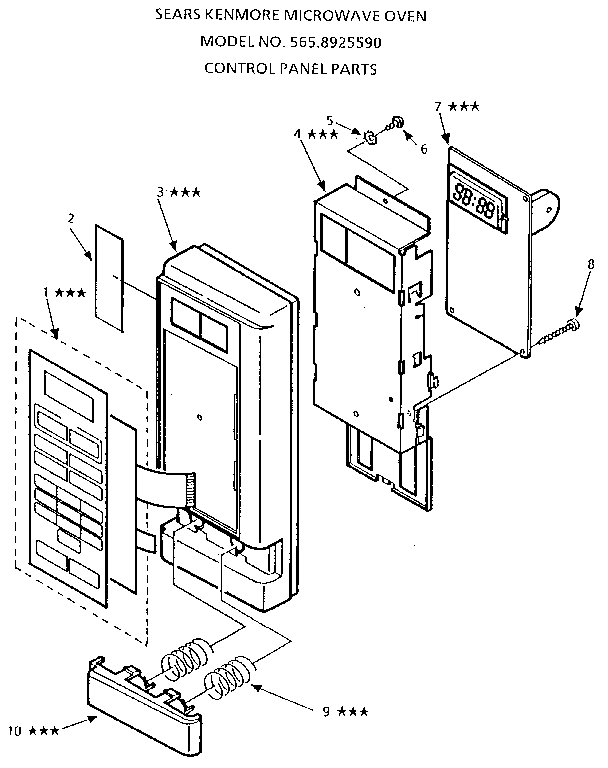 Kenmore 5658925590 control panel diagram