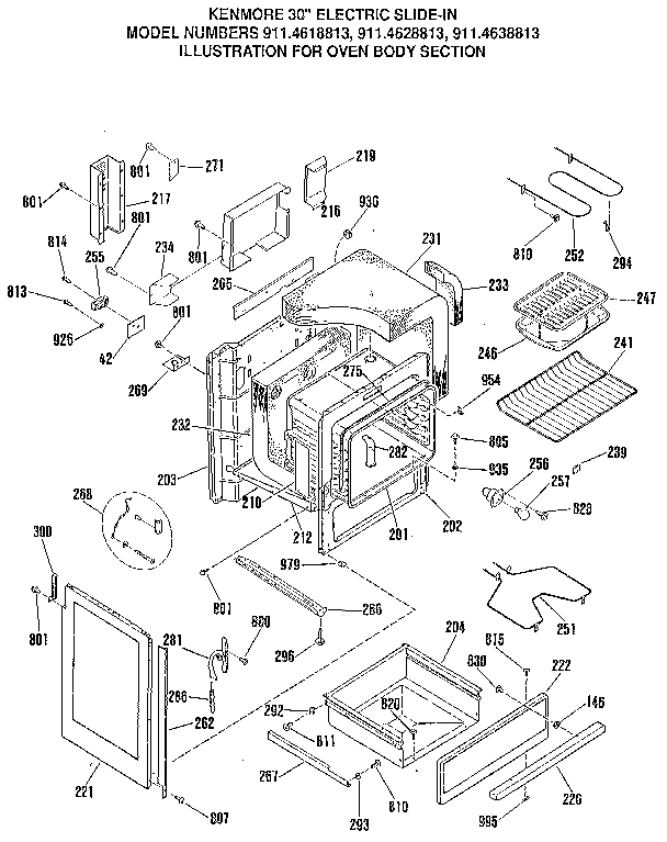Kenmore 9114638813 oven body section diagram