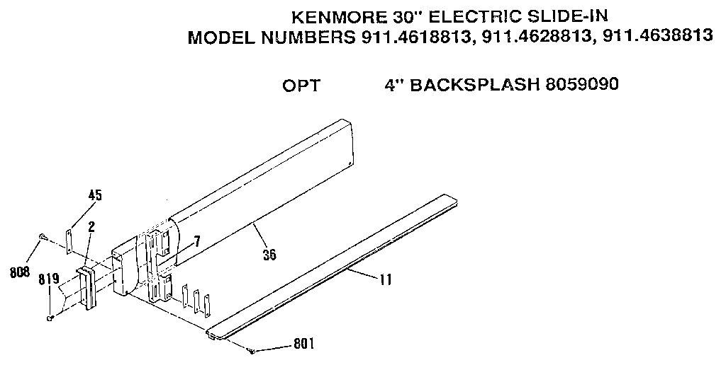 Kenmore 9114638813 opt 4" backsplash 8059090 diagram