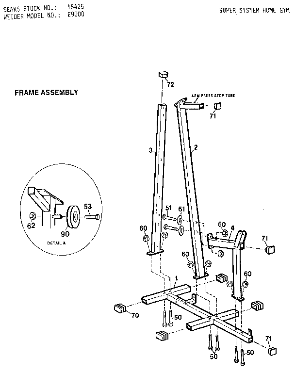 Weider E9000 frame assembly diagram