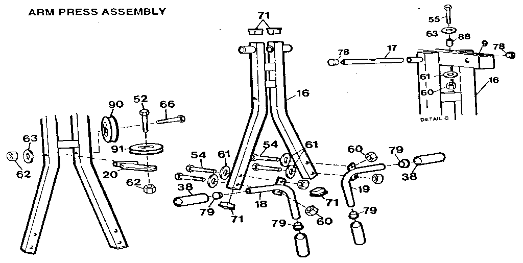 Weider E9000 arm press assembly diagram