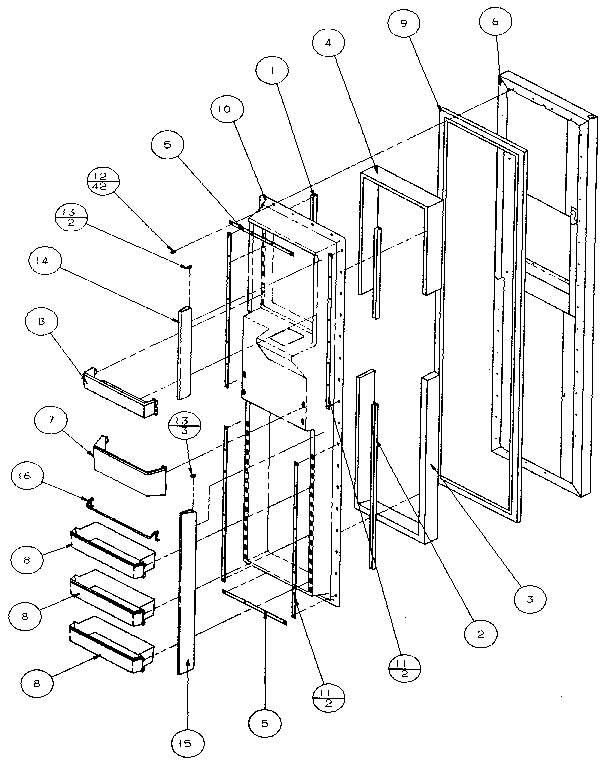 Amana 36541-P1121702W freezer door diagram