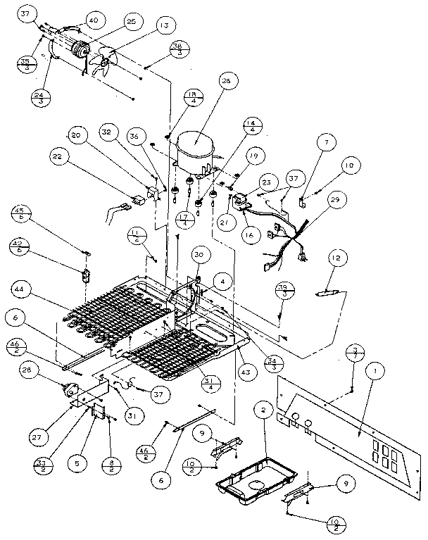 Amana 36541-P1121702W machine compartment - tecumseh compressor diagram