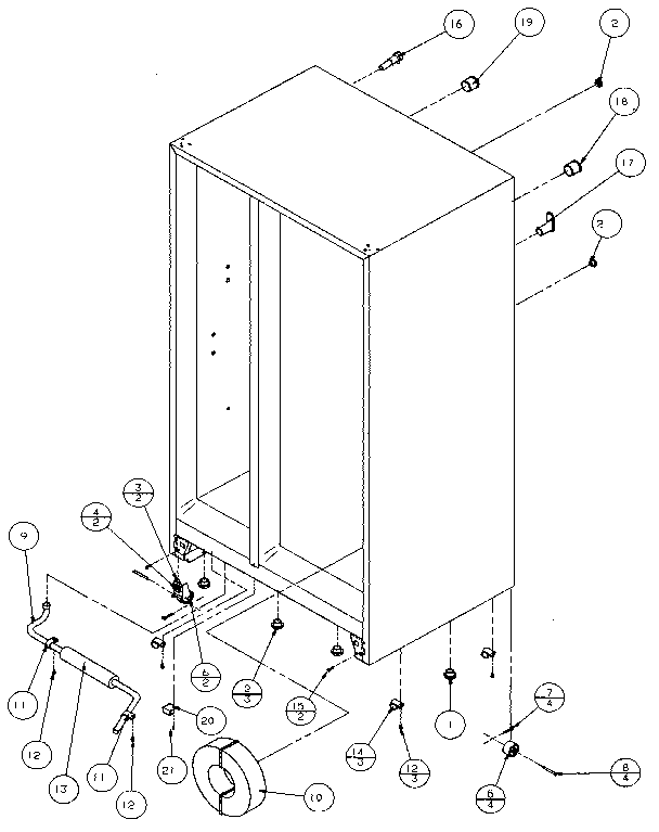 Amana 36541-P1121702W drain and rollers diagram