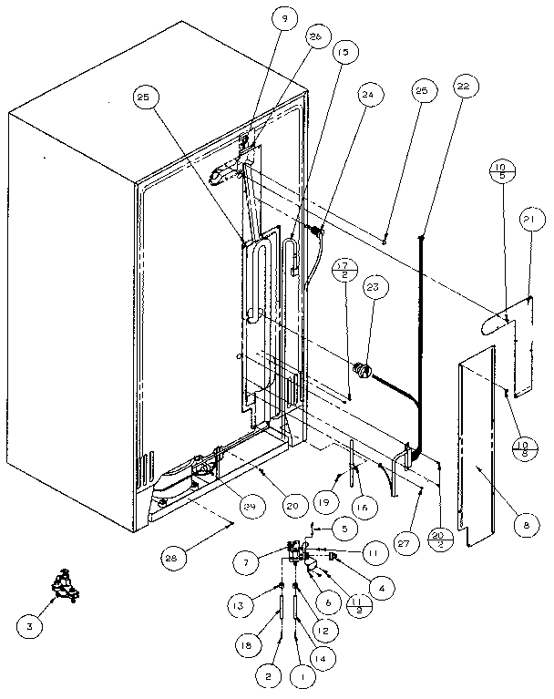 Amana 36541-P1121702W cabinet back diagram