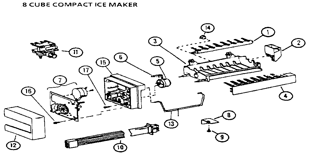 Amana 36541-P1121702W 8 cube compact ice maker diagram
