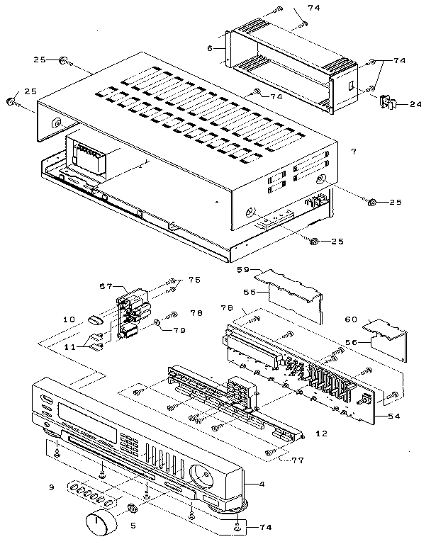Fisher RS-9115 cabinet & chassis exploded view (1) diagram