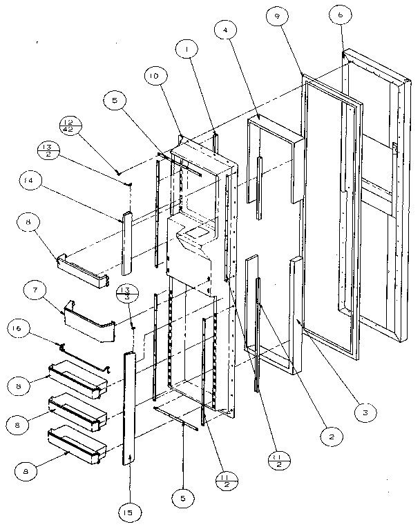 Amana 36548-P1121703W freezer door diagram