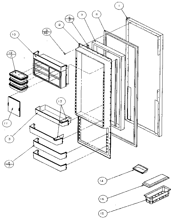 Amana 36548-P1121703W refrigerator door diagram