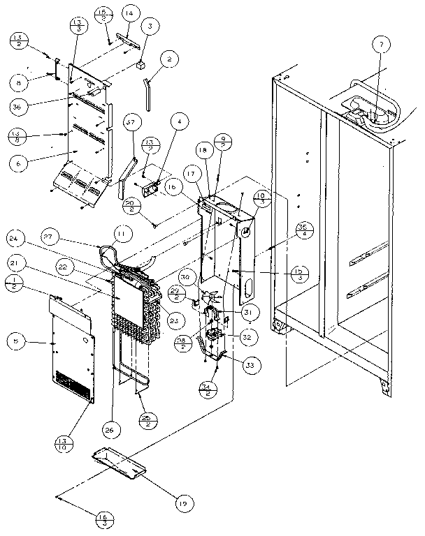 Amana 36548-P1121703W evaporator & air handling diagram