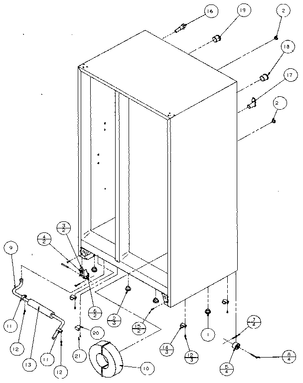 Amana 36548-P1121703W drain and rollers diagram
