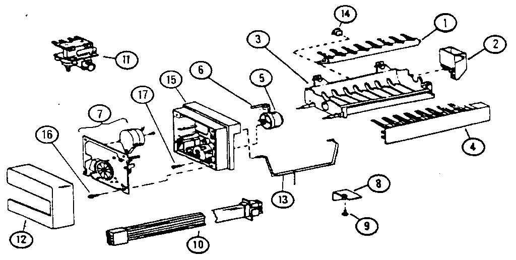 Amana 36548-P1121703W 8 cube compact ice maker diagram