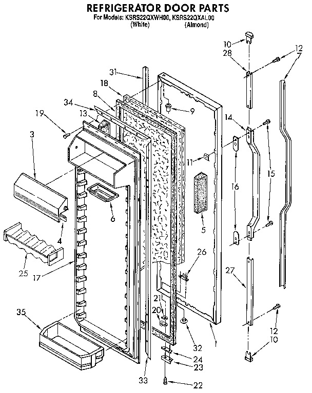 KitchenAid KSRS22QXAL00 refrigerator door diagram