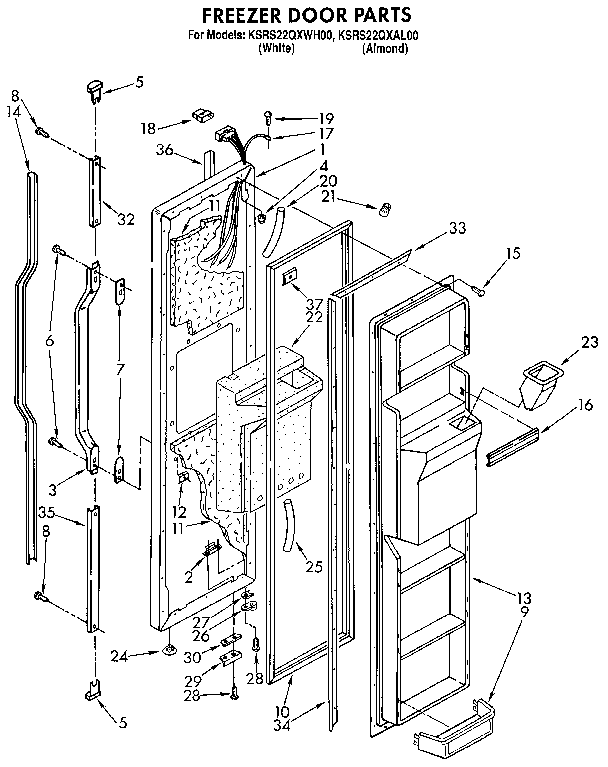 KitchenAid KSRS22QXAL00 freezer door diagram