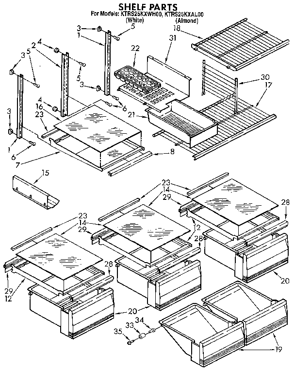 KitchenAid KTRS25KXAL00 shelf diagram