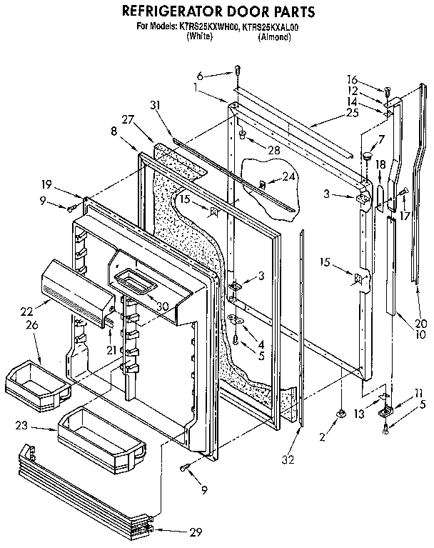 KitchenAid KTRS25KXAL00 refrigerator door diagram