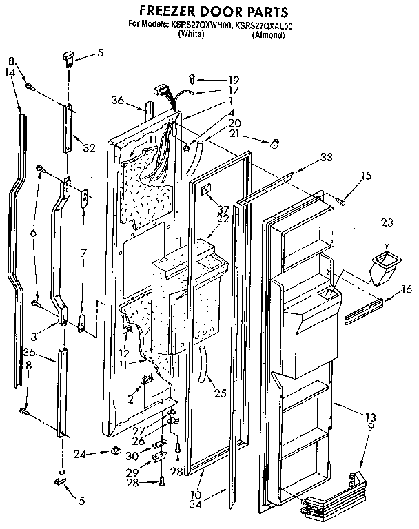KitchenAid KSRS27QXAL00 freezer door diagram