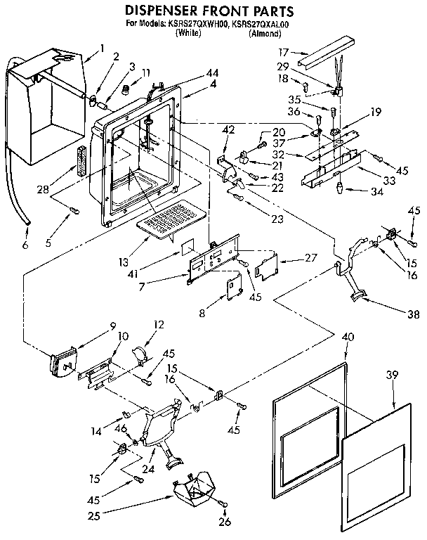 KitchenAid KSRS27QXAL00 dispenser front diagram