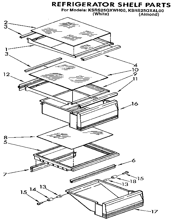 KitchenAid KSRS25QXAL00 refrigerator shelf diagram