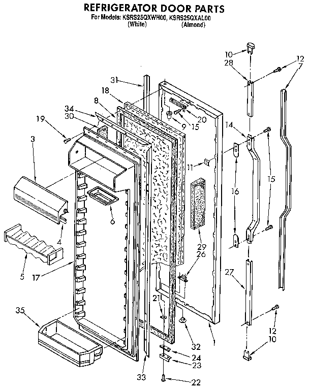KitchenAid KSRS25QXAL00 refrigerator door diagram