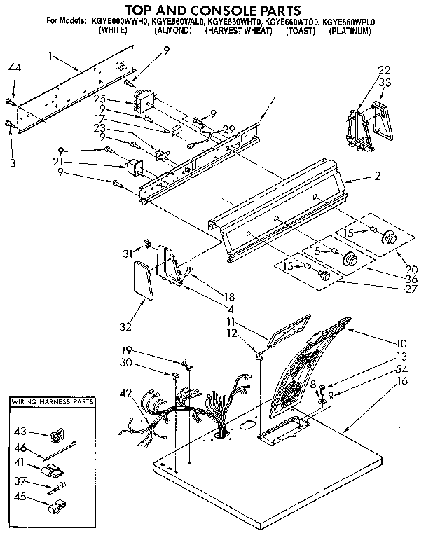 KitchenAid KGYE660WTO0 top and console diagram