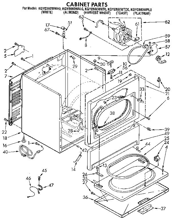 KitchenAid KGYE660WTO0 cabinet diagram