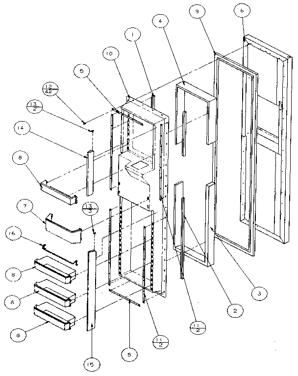 Amana 36058-P1122004W freezer door diagram