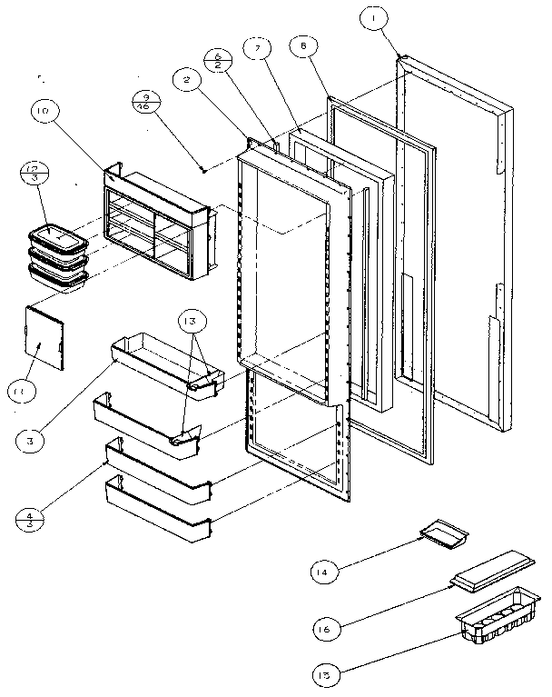 Amana 36058-P1122004W refrigerator door diagram