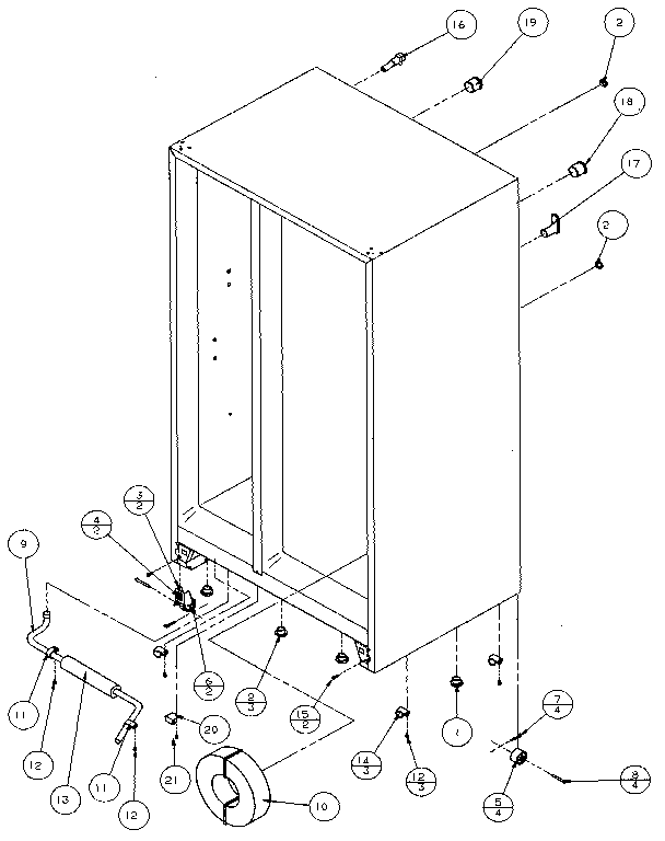 Amana 36058-P1122004W drain and rollers diagram