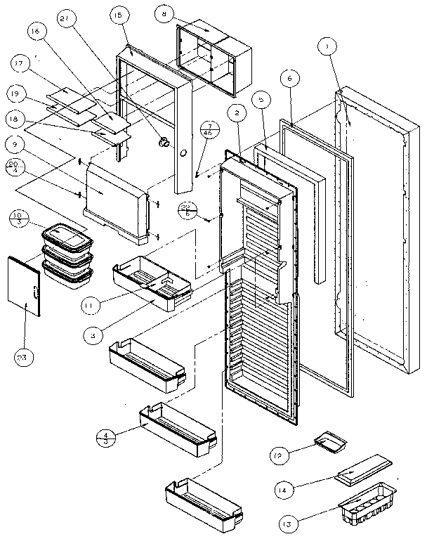 Amana 36761-P1135801W refrigerator door diagram