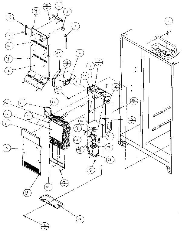 Amana 36761-P1135801W evaporator and air handling diagram
