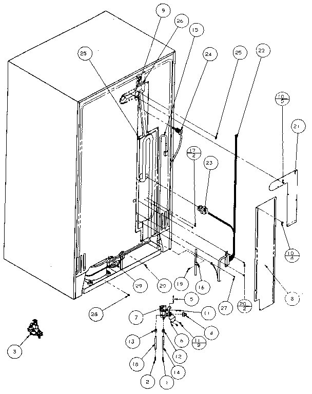 Amana 36761-P1135801W cabinet back diagram