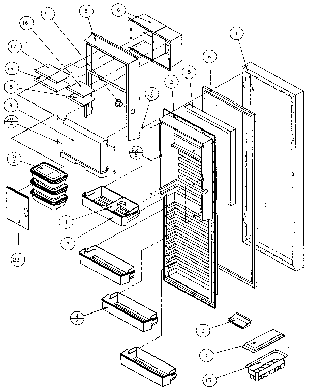 Amana 36768-P1135804W refrigerator door diagram