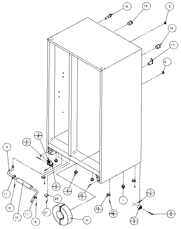 Amana 36768-P1135804W drain & rollers diagram