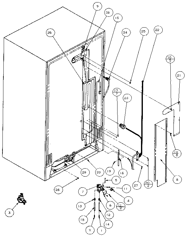 Amana 36768-P1135804W cabinet back diagram