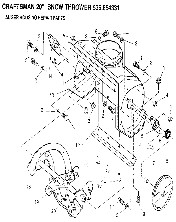 Craftsman 536884331 auger housing diagram