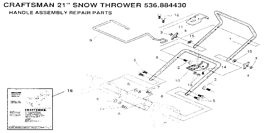 Craftsman 536884430 handle assembly diagram