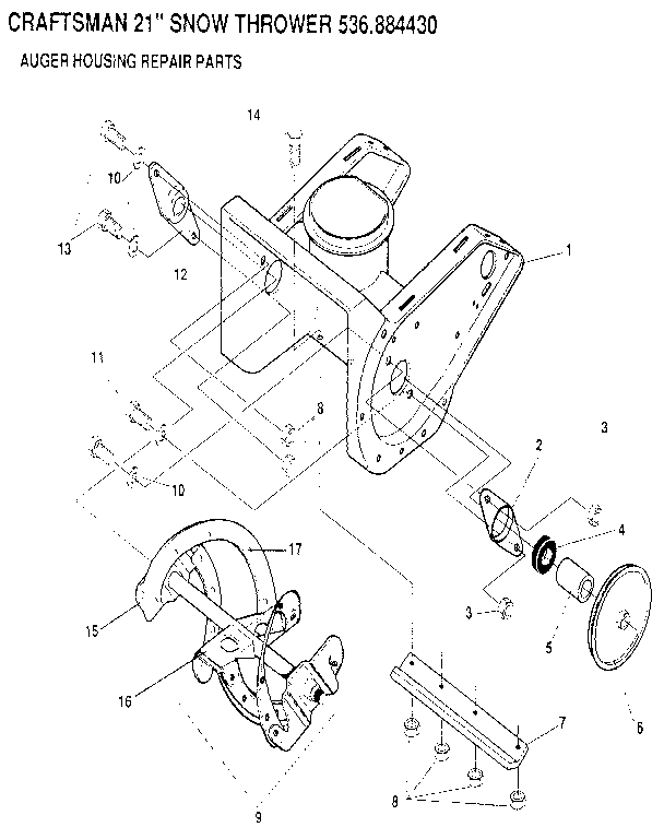 Craftsman 536884430 auger housing diagram