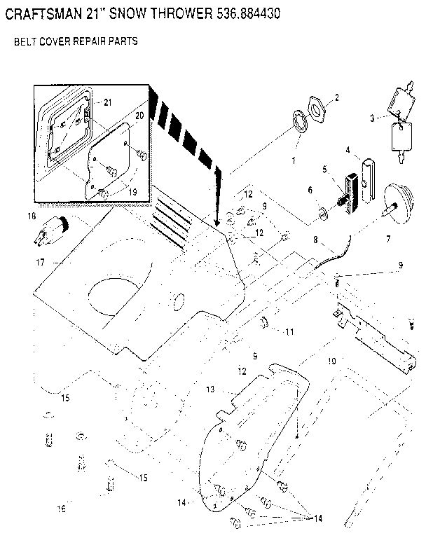 Craftsman 536884430 belt cover diagram